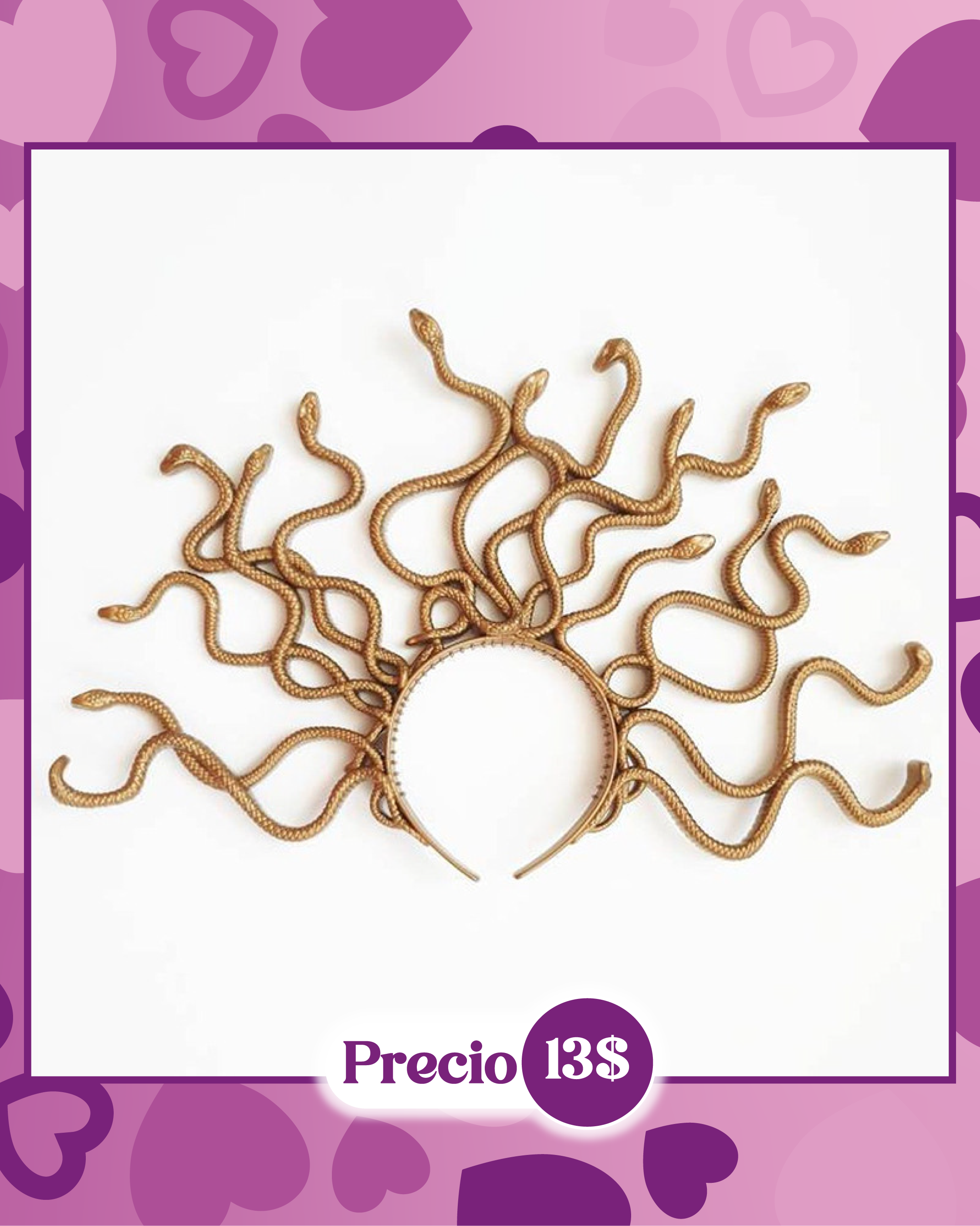 Cintillo Medusa Grande Dorado